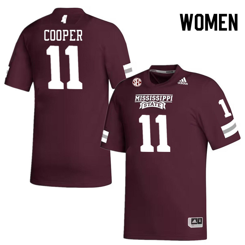 Women #11 Ty Cooper Mississippi State Bulldogs College Football Jerseys Stitched-Maroon